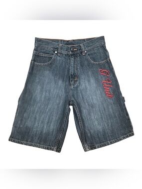 VINTAGE 2000s G-Unit Boy’s Graphic Logo Black Denim Jean Shorts Sz 10 Streetwear